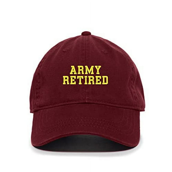 Tech Design Army Retired Baseball Cap Embroidered Cotton Adjustable Dad Hat Burgundy