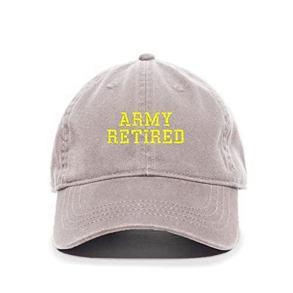 Tech Design Army Retired Baseball Cap Embroidered Cotton Adjustable Dad Hat Light Grey