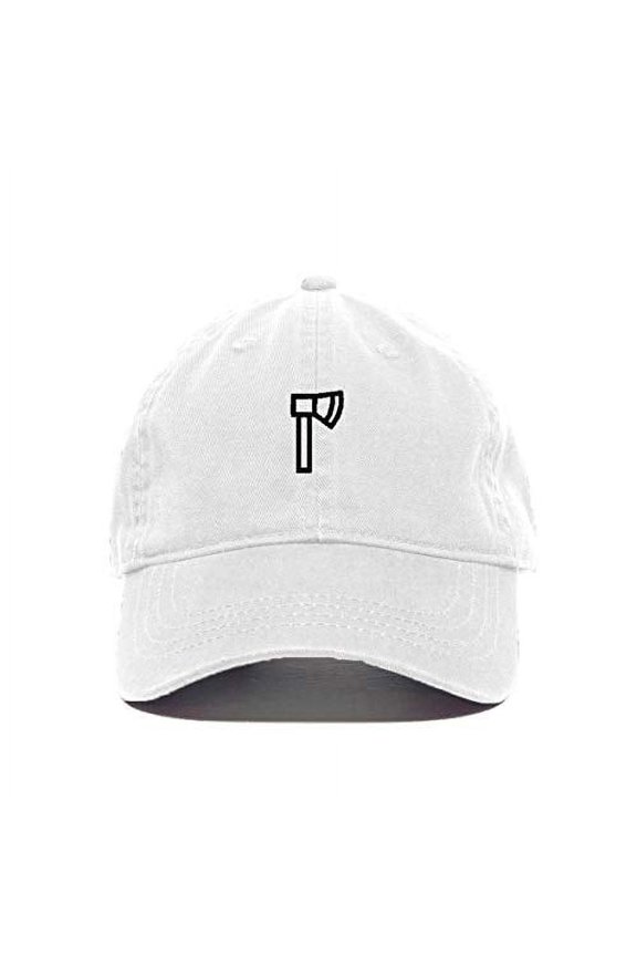 Axe Baseball Cap Embroidered Cotton Adjustable Dad Hat White