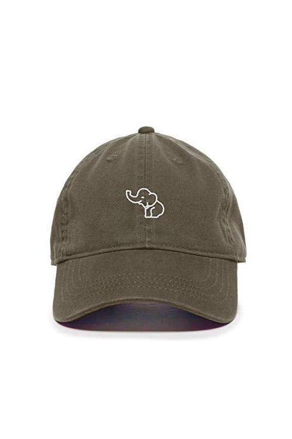Baby Elephant Baseball Cap Embroidered Cotton Adjustable Dad Hat Olive