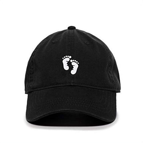 Tech Design Baby Feet Baseball Cap Embroidered Cotton Adjustable Dad Hat Black