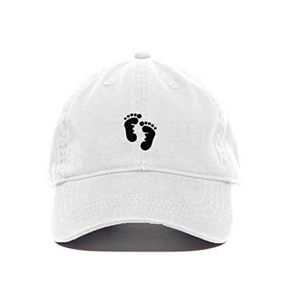 Tech Design Baby Feet Baseball Cap Embroidered Cotton Adjustable Dad Hat White