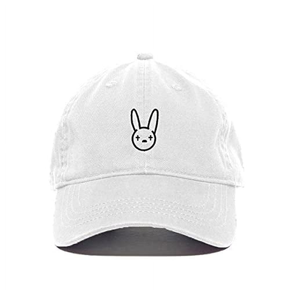 Tech Design Bad Bunny Baseball Cap Embroidered Cotton Adjustable Dad Hat  White 