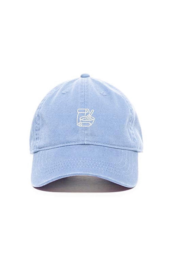 Bake Logo Baseball Cap Embroidered Cotton Adjustable Dad Hat Light Blue