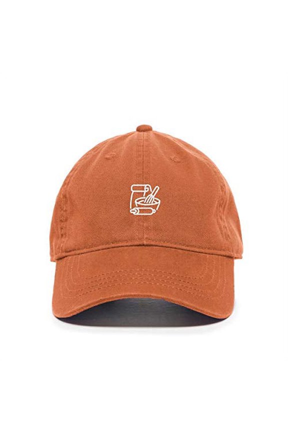 Bake Logo Baseball Cap Embroidered Cotton Adjustable Dad Hat Orange