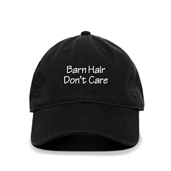 Tech Design Barn Hair Don't Care Baseball Cap Embroidered Cotton Adjustable Dad Hat Black