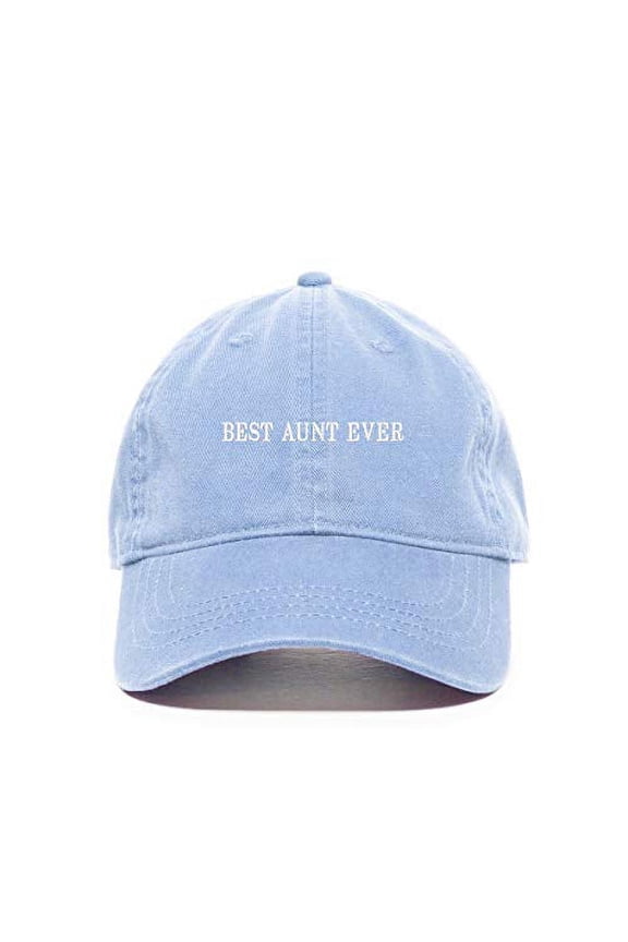 Best Aunt Ever Baseball Cap Embroidered Cotton Adjustable Dad Hat Light Blue