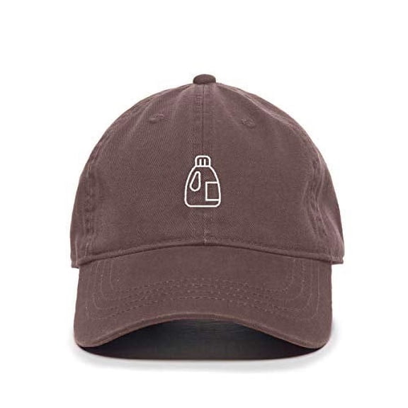 Tech Design Bleach Bottle Baseball Cap Embroidered Cotton Adjustable Dad Hat Brown