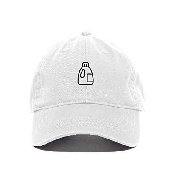 Tech Design Bleach Bottle Baseball Cap Embroidered Cotton Adjustable Dad Hat White