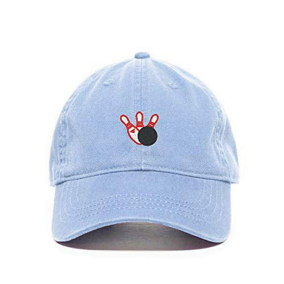 Tech Design Bowling Baseball Cap Embroidered Cotton Adjustable Dad Hat Light Blue