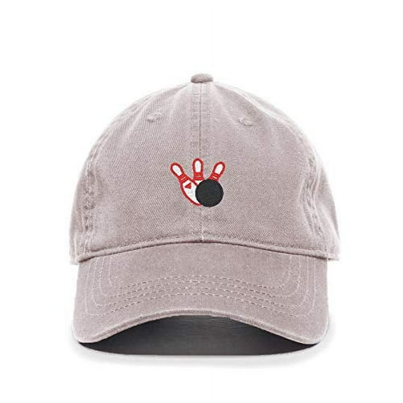 Tech Design Bowling Baseball Cap Embroidered Cotton Adjustable Dad Hat Light Grey