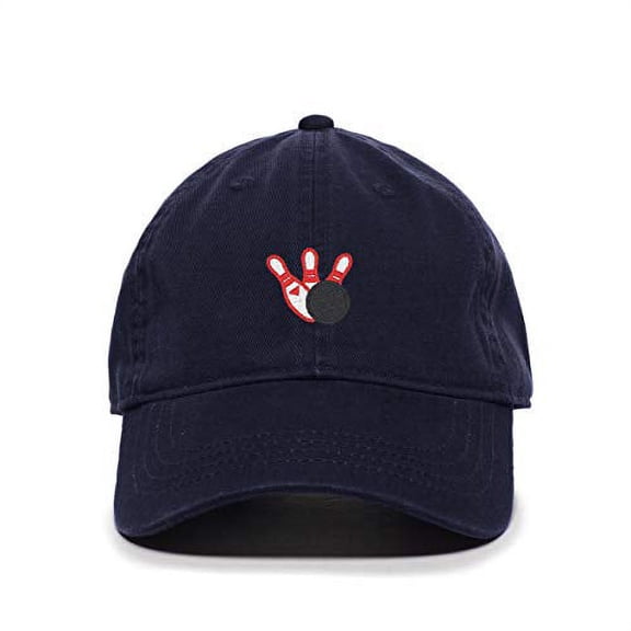 Tech Design Bowling Baseball Cap Embroidered Cotton Adjustable Dad Hat Navy