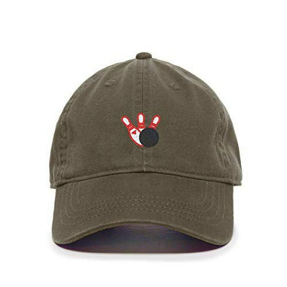 Tech Design Bowling Baseball Cap Embroidered Cotton Adjustable Dad Hat Olive