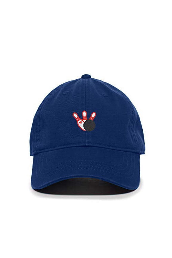 Bowling Baseball Cap Embroidered Cotton Adjustable Dad Hat Royal Blue