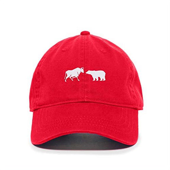 Tech Design Bull and Bear Market Baseball Cap Embroidered Cotton Adjustable Dad Hat