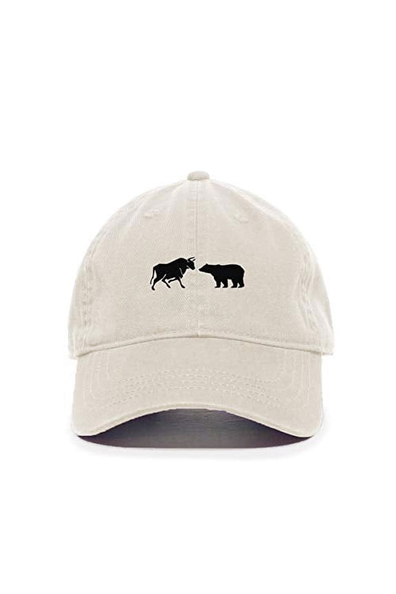 Bull and Bear Market Baseball Cap Embroidered Cotton Adjustable Dad Hat
