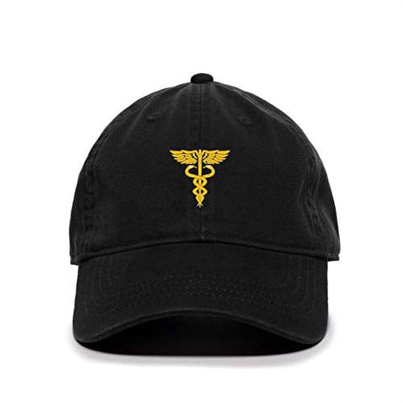 Tech Design Caduceus Baseball Cap Embroidered Cotton Adjustable Dad Hat Black