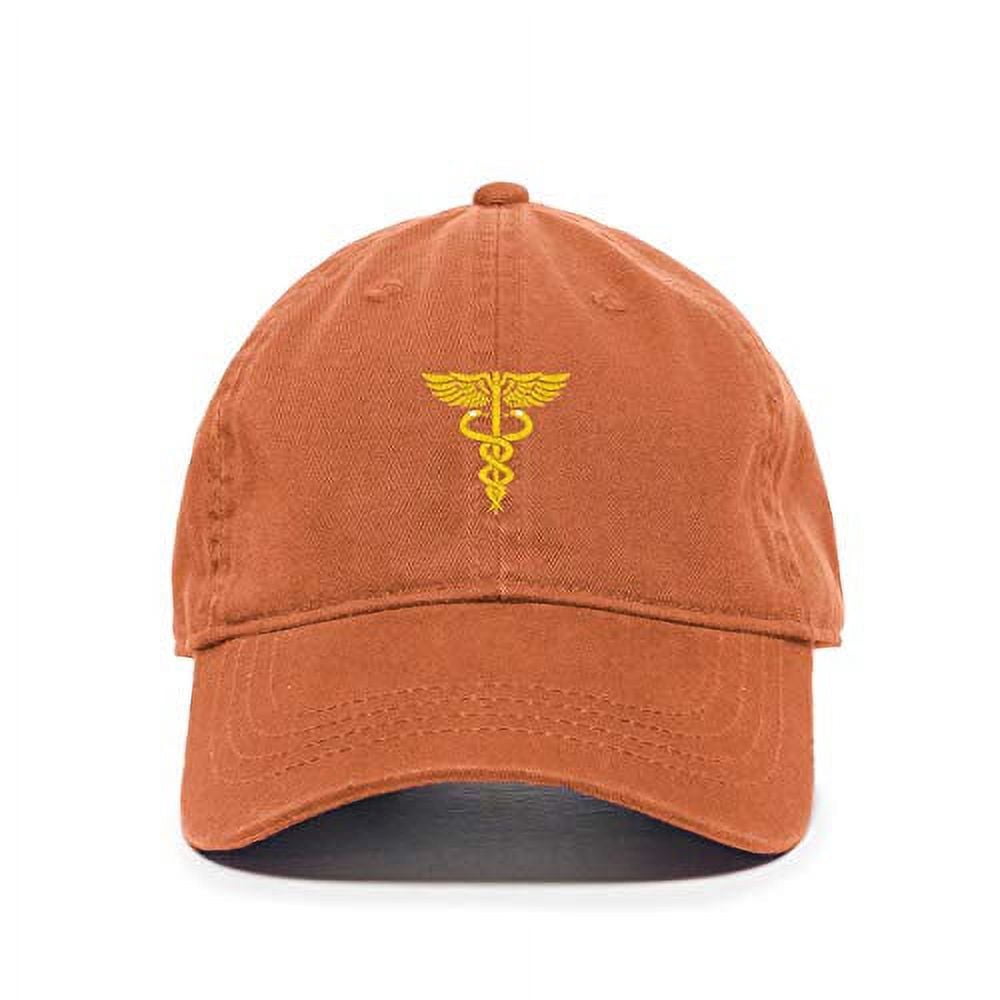 Tech Design Graduation Cap Embroidered Dad Hat - Adjustable Cotton Baseball Cap, Unisex, Orange - View #2