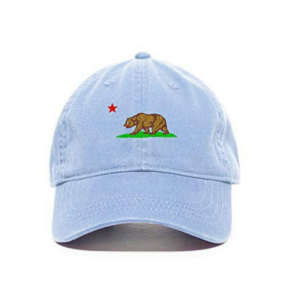 Tech Design California Bear Baseball Cap Embroidered Cotton Adjustable Dad Hat Light Blue