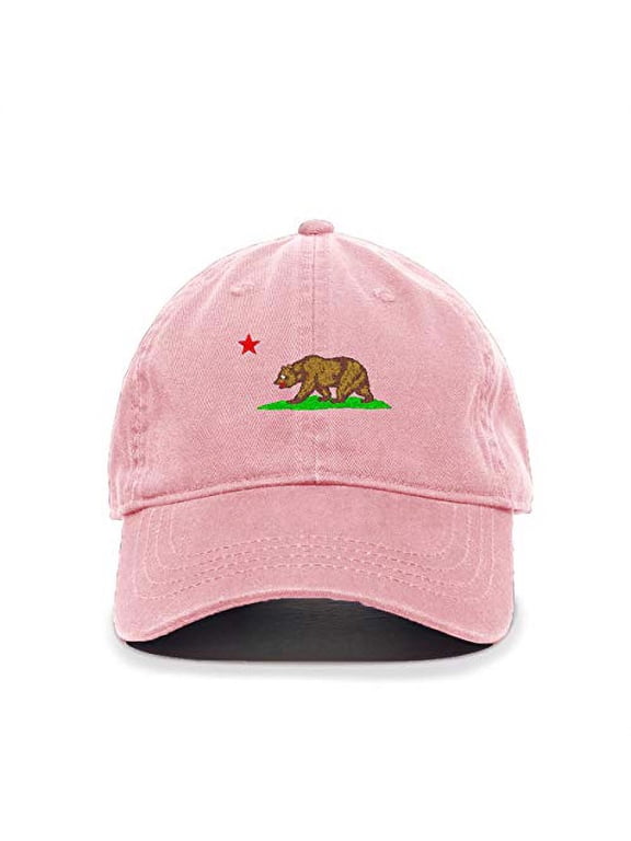 California Bear Baseball Cap Embroidered Cotton Adjustable Dad Hat Light Pink