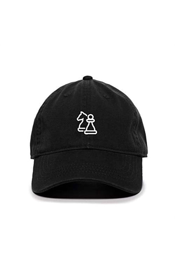 Chess Baseball Cap Embroidered Cotton Adjustable Dad Hat Black