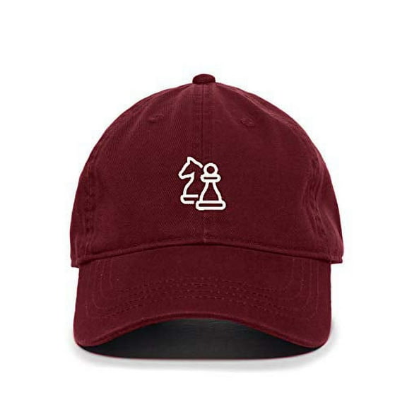 Tech Design Chess Baseball Cap Embroidered Cotton Adjustable Dad Hat Burgundy