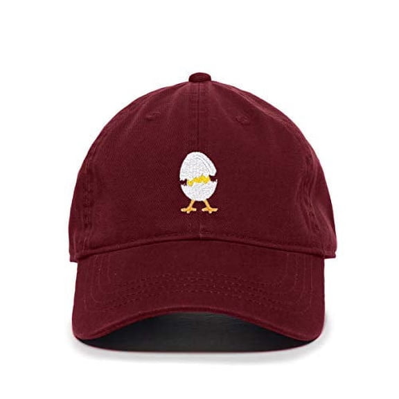 Tech Design Chick Hatching Baseball Cap Embroidered Cotton Adjustable Dad Hat Burgundy