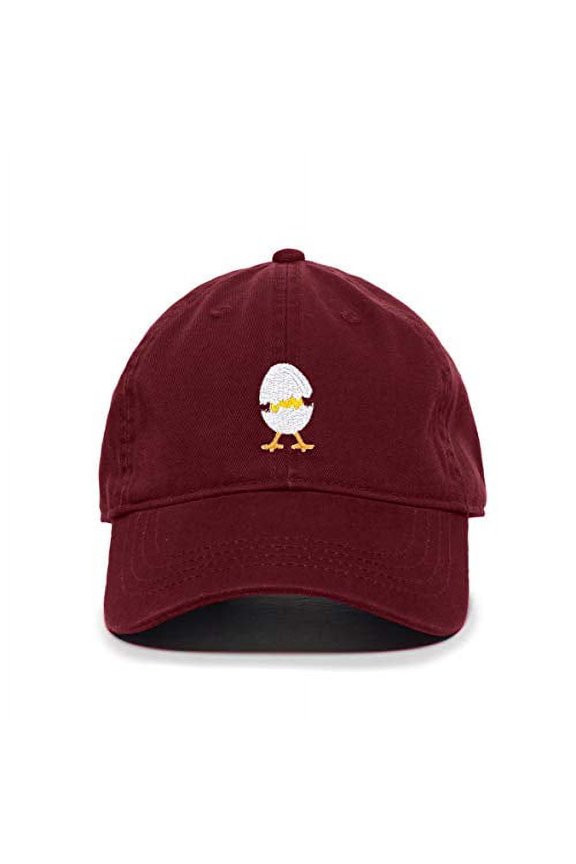 Chick Hatching Baseball Cap Embroidered Cotton Adjustable Dad Hat Burgundy