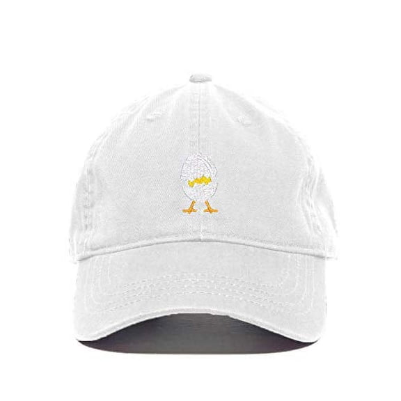 Tech Design Chick Hatching Baseball Cap Embroidered Cotton Adjustable Dad Hat White