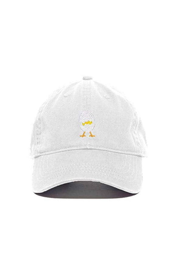 Chick Hatching Baseball Cap Embroidered Cotton Adjustable Dad Hat White