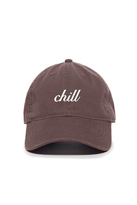 Chill Baseball Cap Embroidered Cotton Adjustable Dad Hat Brown