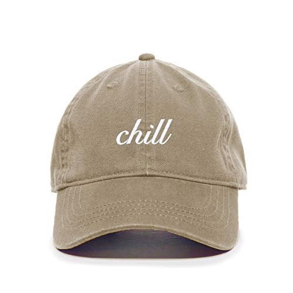 Tech Design Chill Baseball Cap Embroidered Cotton Adjustable Dad Hat Khaki