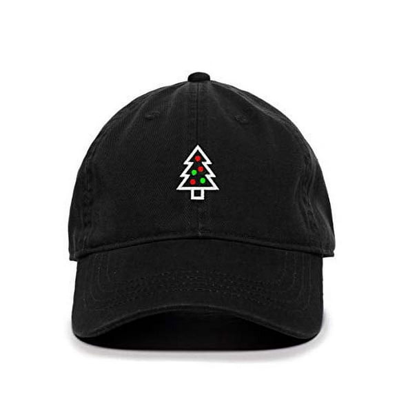 Tech Design Christmas Tree Baseball Cap Embroidered Cotton Adjustable Dad Hat Black