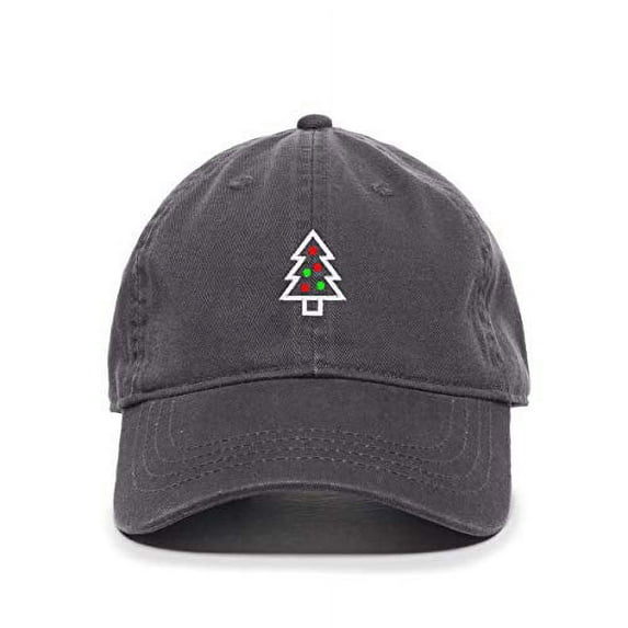 Tech Design Christmas Tree Baseball Cap Embroidered Cotton Adjustable Dad Hat Charcoal