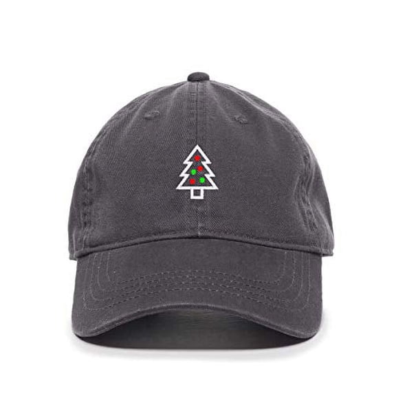 Tech Design Christmas Tree Baseball Cap Embroidered Cotton Adjustable Dad Hat Charcoal