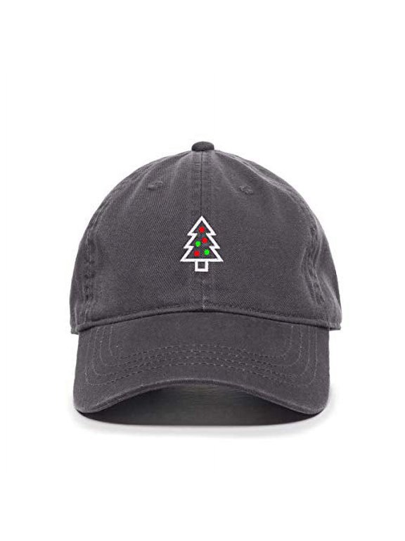 Christmas Tree Baseball Cap Embroidered Cotton Adjustable Dad Hat Charcoal