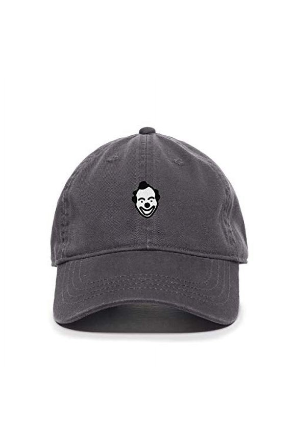 Clown Face Baseball Cap Embroidered Cotton Adjustable Dad Hat Charcoal