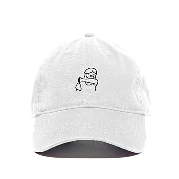 Tech Design Coughing Guy Baseball Cap Embroidered Cotton Adjustable Dad Hat White