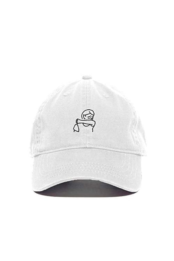 Coughing Guy Baseball Cap Embroidered Cotton Adjustable Dad Hat White