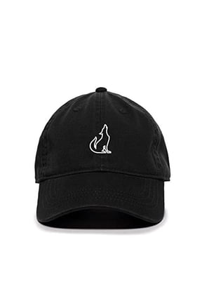Coyote Baseball Cap Embroidered Cotton Adjustable Dad Hat Black
