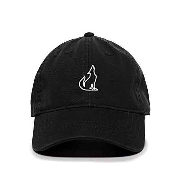 Tech Design Coyote Baseball Cap Embroidered Cotton Adjustable Dad Hat Black
