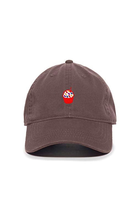 Cupcake Baseball Cap Embroidered Cotton Adjustable Dad Hat Brown