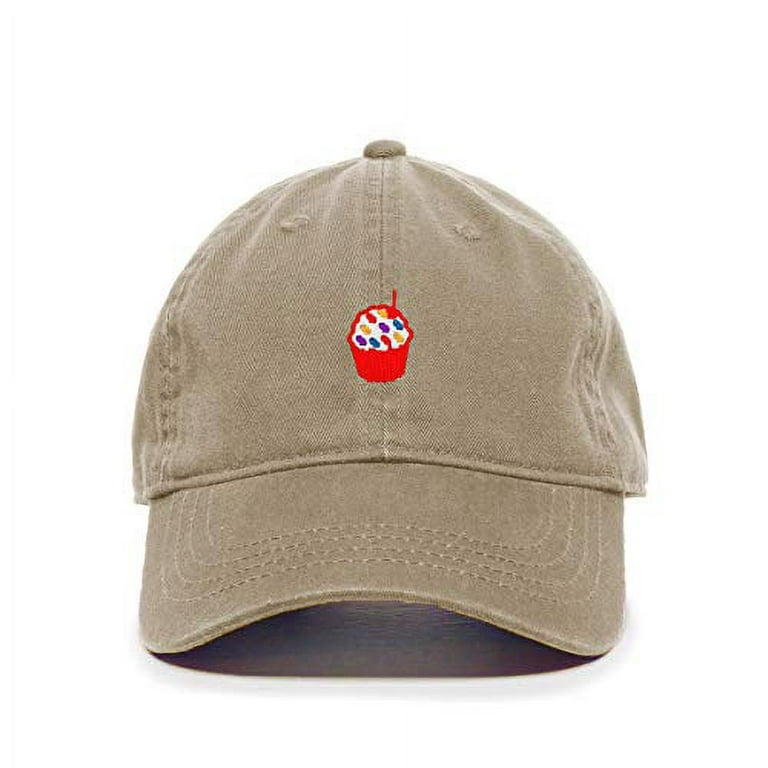 Tech Design Cupcake Baseball Cap Embroidered Cotton Adjustable Dad Hat Khaki