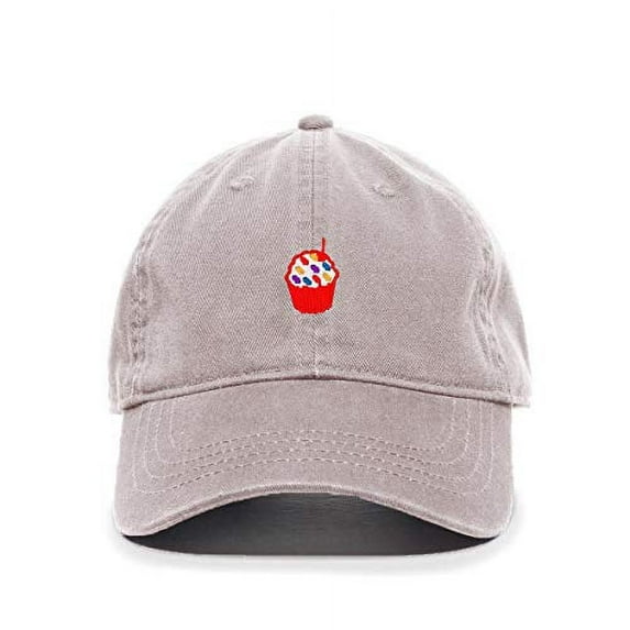 Tech Design Cupcake Baseball Cap Embroidered Cotton Adjustable Dad Hat Light Grey