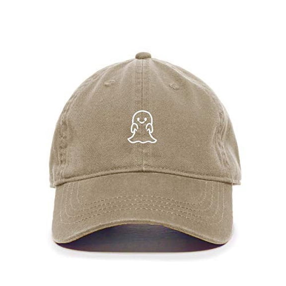 Tech Design Cute Ghost Baseball Cap Embroidered Cotton Adjustable Dad Hat Khaki