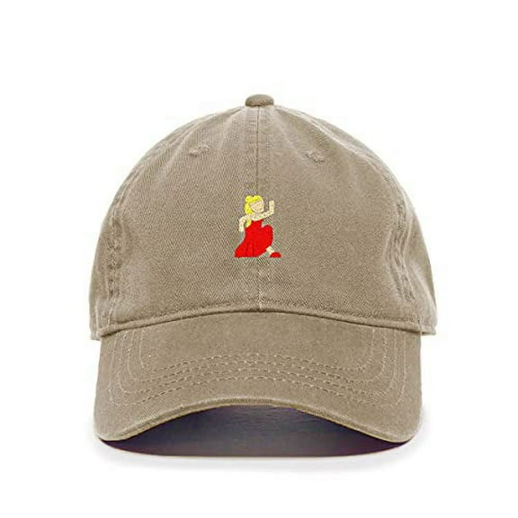 Tech Design Dancing Girl Baseball Cap Embroidered Cotton Adjustable Dad Hat Khaki