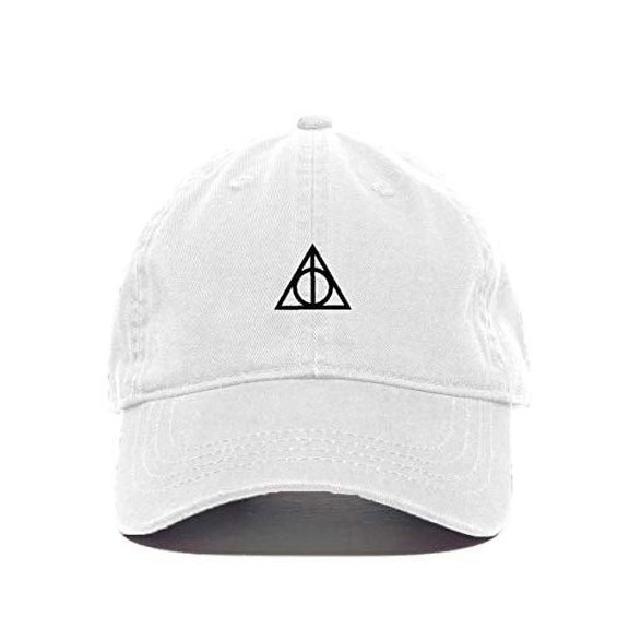 Tech Design Deathly Hallows Baseball Cap Embroidered Cotton Adjustable Dad Hat White