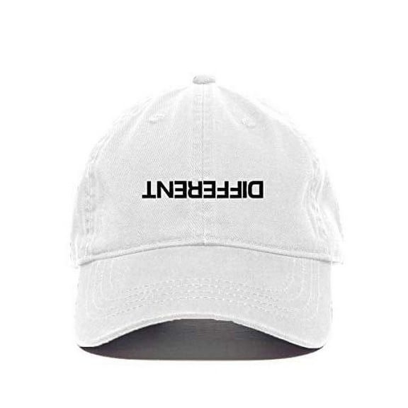 Tech Design Different Baseball Cap Embroidered Cotton Adjustable Dad Hat White