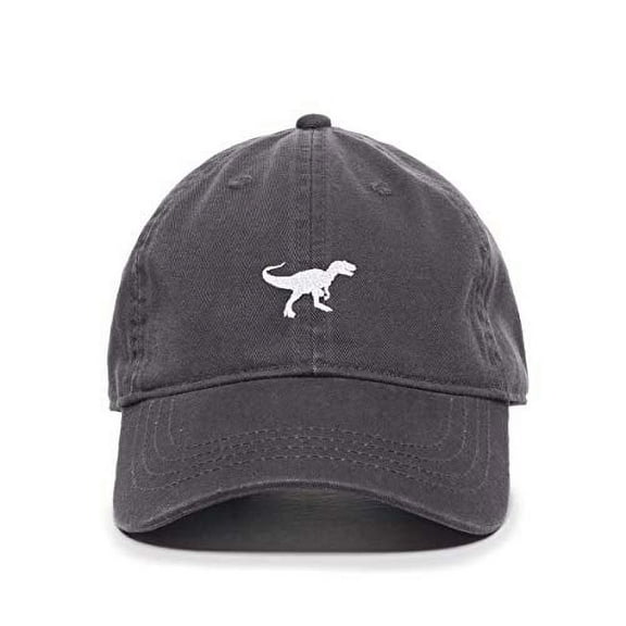 Tech Design Dinosaur Baseball Cap Embroidered Cotton Adjustable Dad Hat Charcoal