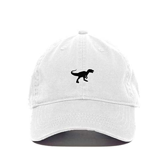 Tech Design Dinosaur Baseball Cap Embroidered Cotton Adjustable Dad Hat White
